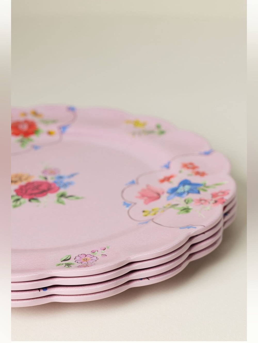Anthropologie Melamine Dinner Plates Annette Floral New Set of 4 Lilac 12.25”